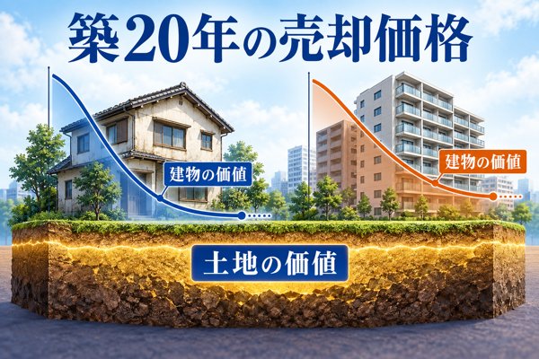 築20年を迎えた一戸建てとマンションの売却価格の目安