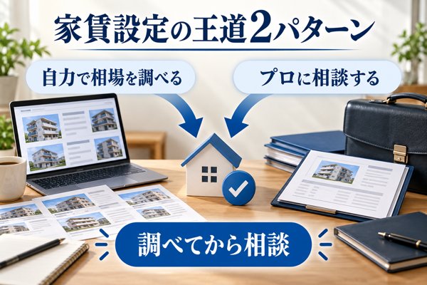 家賃設定の代表的な手順2通り｜自力で調べるやり方とプロに相談するやり方