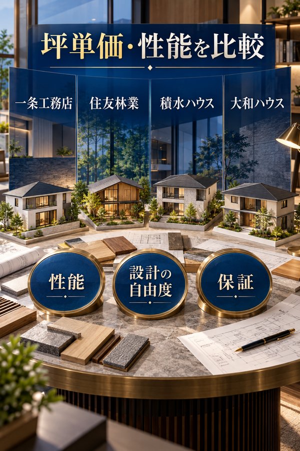 一条工務店と大手ハウスメーカー各社の坪単価・性能比較