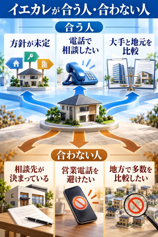 イエカレの利用が合う人・合わない人(各3タイプ)