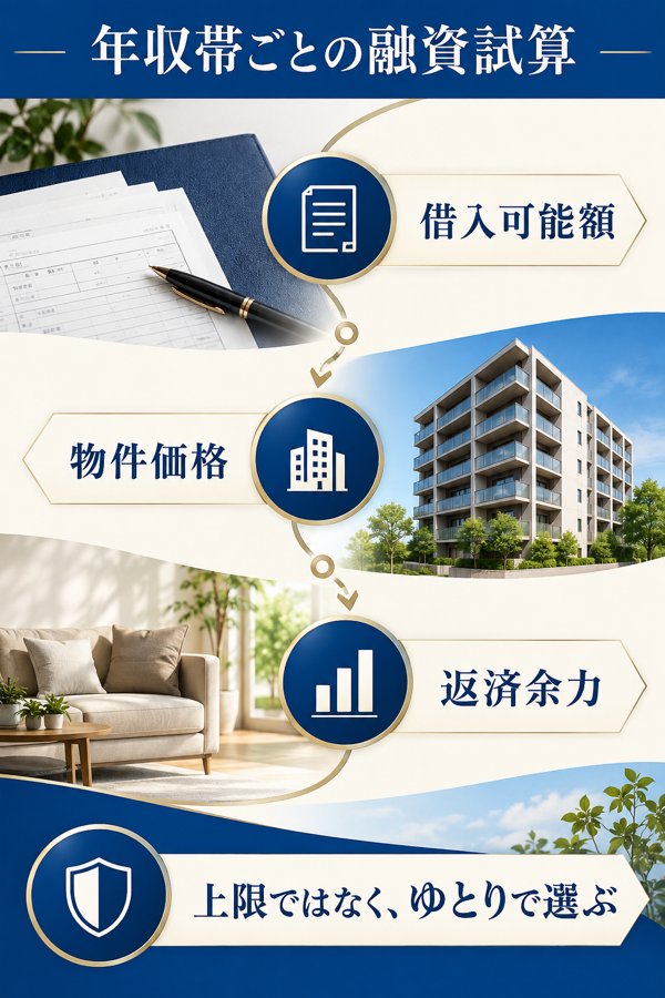 年収帯ごとの試算例:医師が借りられる金額と検討しやすい物件価格