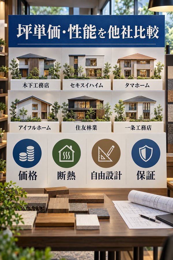 木下工務店とほかのハウスメーカーで見る坪単価・性能の違い
