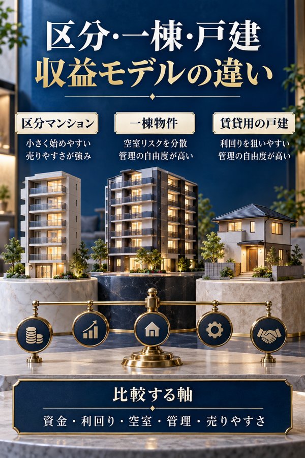 区分・一棟・戸建|物件の種類で見る収益モデルの違い