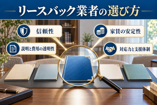 リースバック業者を選ぶときの判断基準と押さえたいポイント