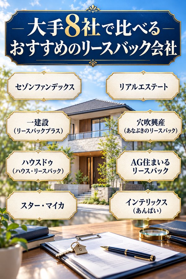 大手8社で比べるおすすめのリースバック会社