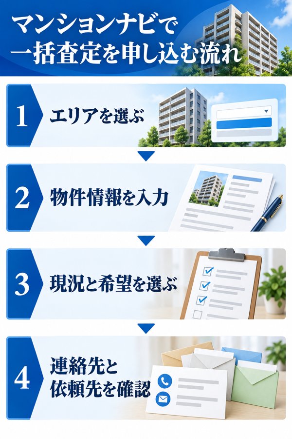 マンションナビで一括査定を申し込む流れ