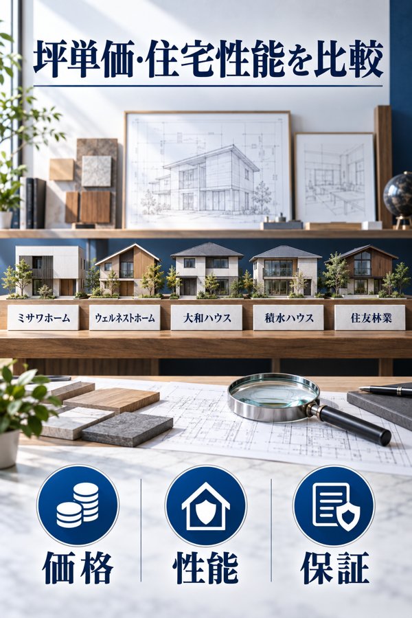 ミサワホームと大手他社の坪単価・住宅性能の違い