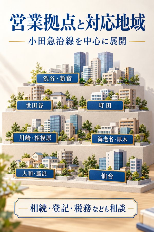 小田急不動産の営業拠点と対応地域