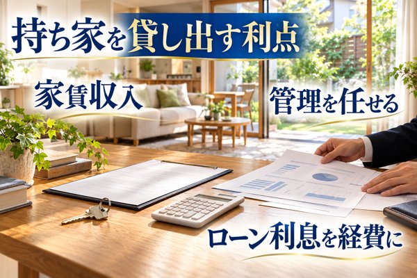 持ち家を貸し出す利点|家賃の収入化・管理の外部委託・住宅ローン利息の経費算入