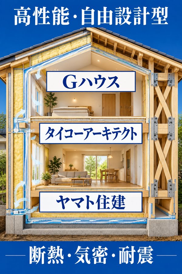 【高性能・自由設計型】UA値・C値の数値が強みの3社