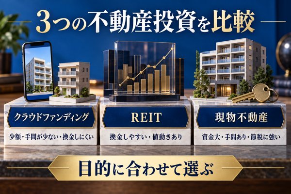 現物不動産投資・REITと並べて見る特徴の違い