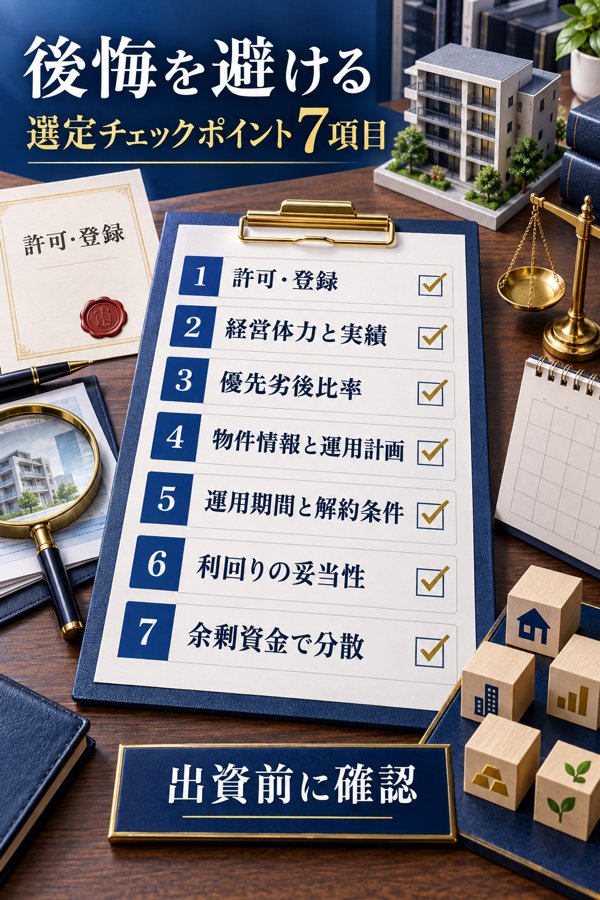 後悔を避けるための事業者・ファンド選定チェックポイント7項目