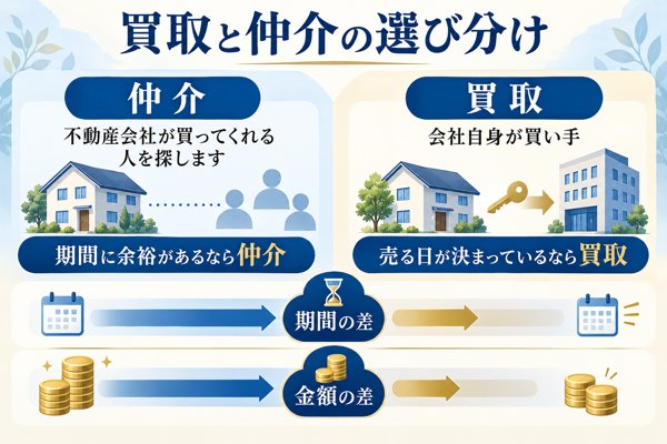 買取の一括査定と仲介の違い・期間と金額の選び分け