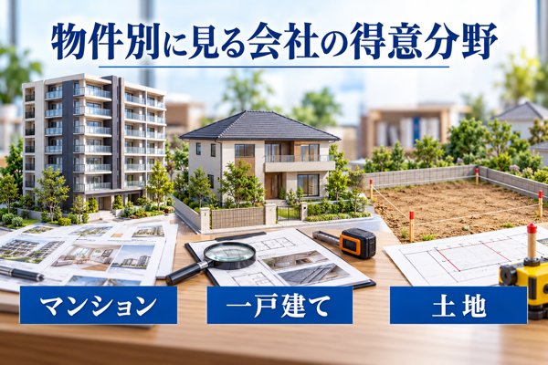 物件の種類ごとに異なる会社の得意分野|マンション・一戸建て・土地