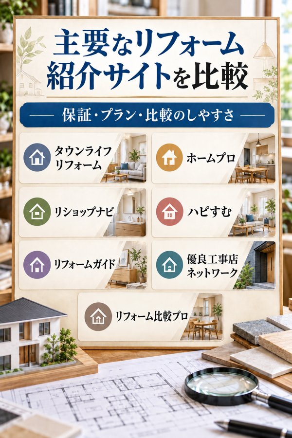 リショップナビと主要なリフォーム紹介サイトの比較