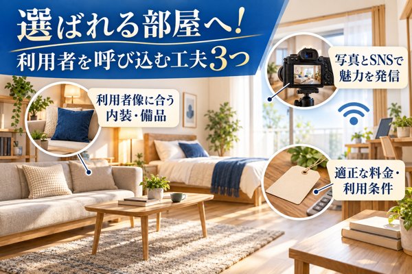 【選ばれる部屋へ!】空き部屋に利用者を呼び込む工夫3つ