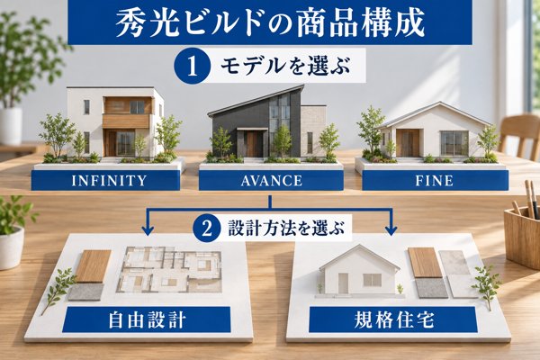 秀光ビルドの商品構成|2つのステップで選ぶ住まいづくり