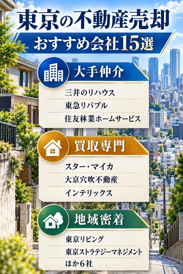 東京で不動産売却を任せたいおすすめ会社15選【大手仲介・買取専門・地域密着型】