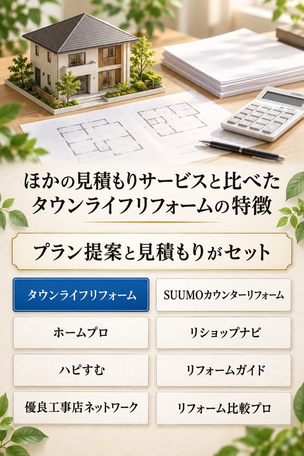 ほかの見積もりサービスと比べたタウンライフリフォームの特徴