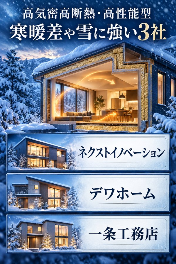 【高気密高断熱・高性能型】寒暖差や雪に負けない3社